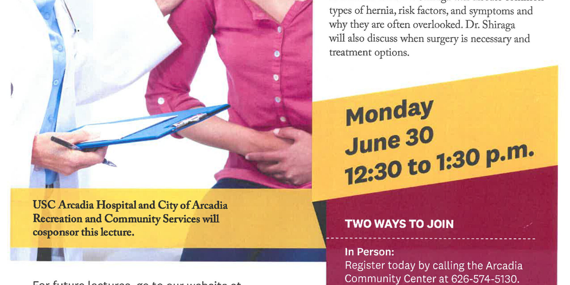 Understanding-Hernia—USC-Arcadia USC Health Talk on Hernias flyer