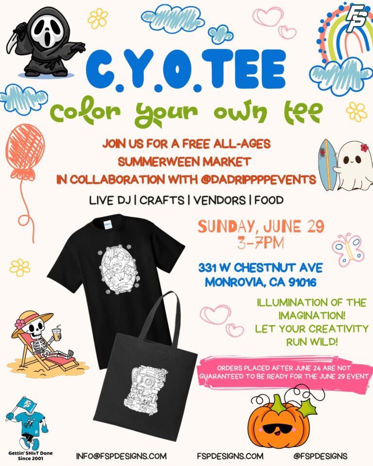 color your own tee for summer with FSP Designs event on June 29