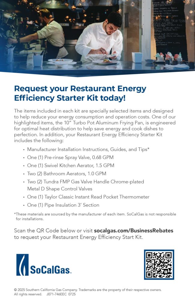 restaurant energy efficiency starter kit from SoCalGas info flyer