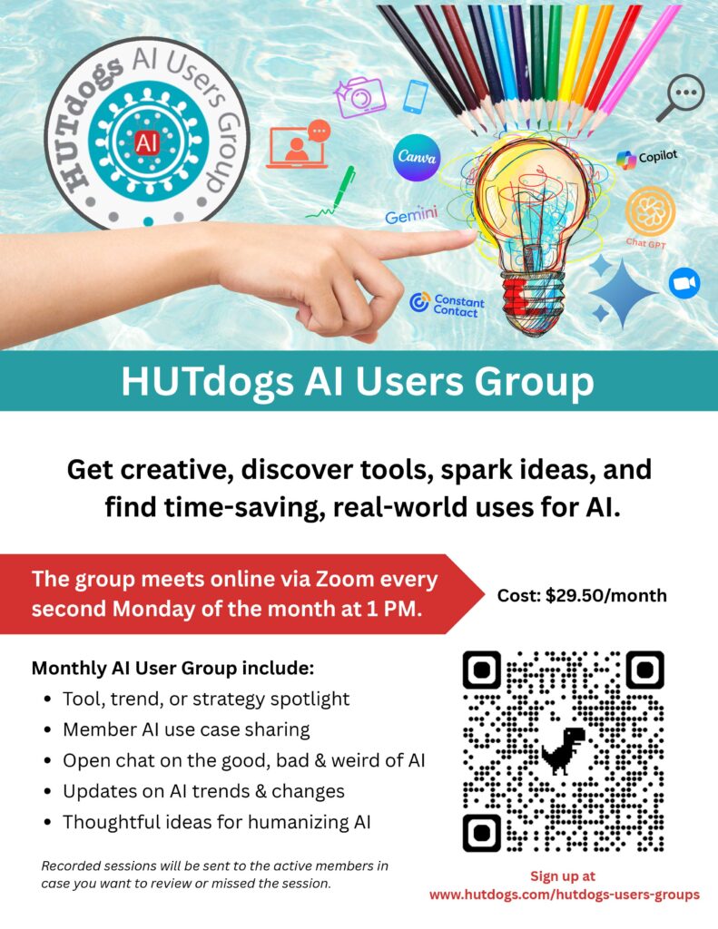 HUTdogs AI users group  meeting flyer 