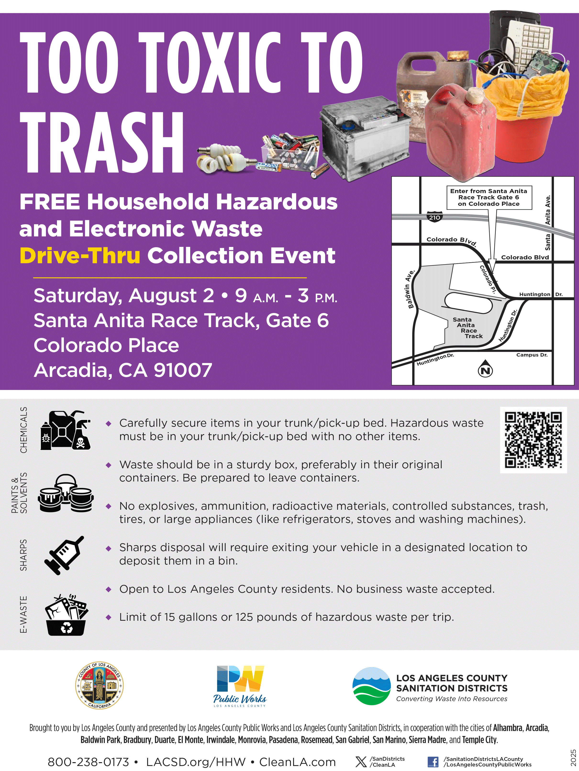 too toxic to trash flyer for waste recycling for August 2nd in English 