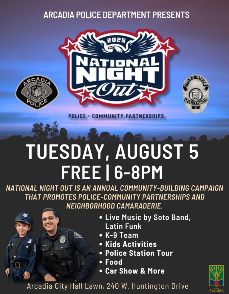 Arcadia Police Department National Night Out flyer