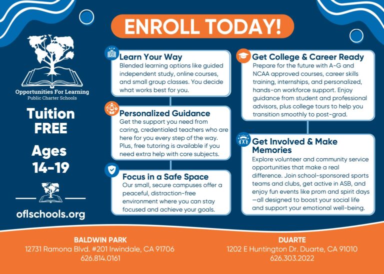 Opportunities for Learning information flyer in English