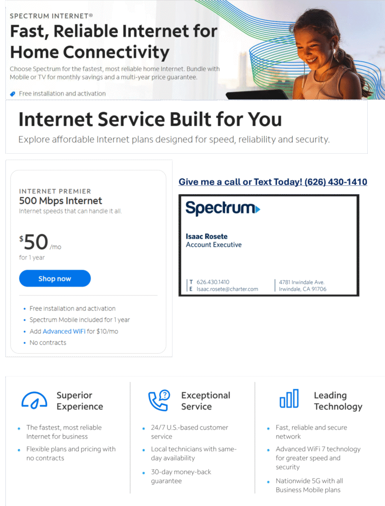 Spectrum August specials flyer 