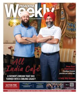 the cover of the Pasadena Weekly showing the father and son team at All India Cafe 