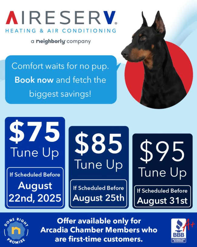Air Serv specials featuring Ziggy the doberman