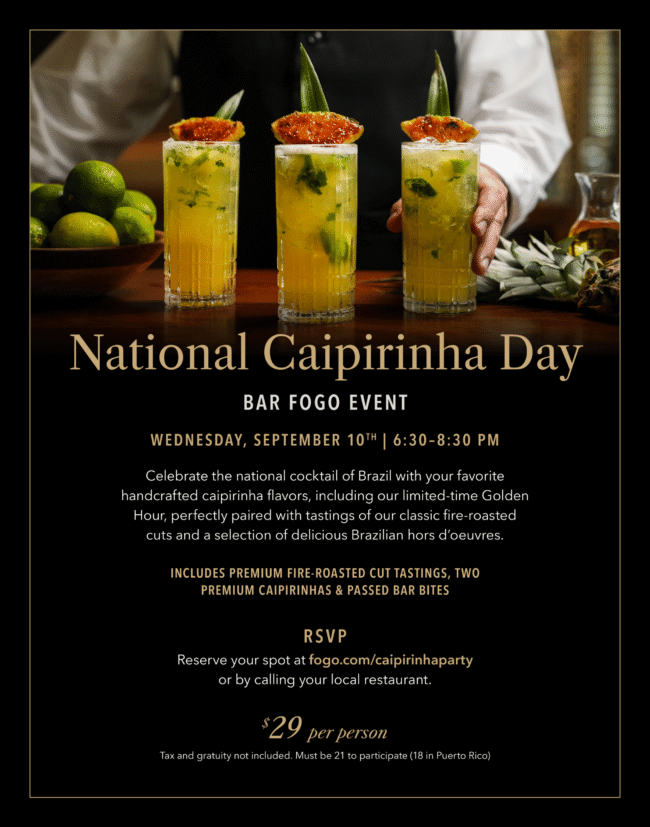 national caipirinha day at Fogo de Chai