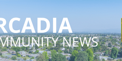 Arcadia Community News banner Arcadia Community News banner with city logo and aerial view of the city