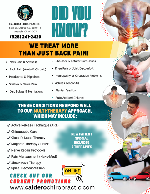 Caldero Chiropractic treats more than back pain flyer  