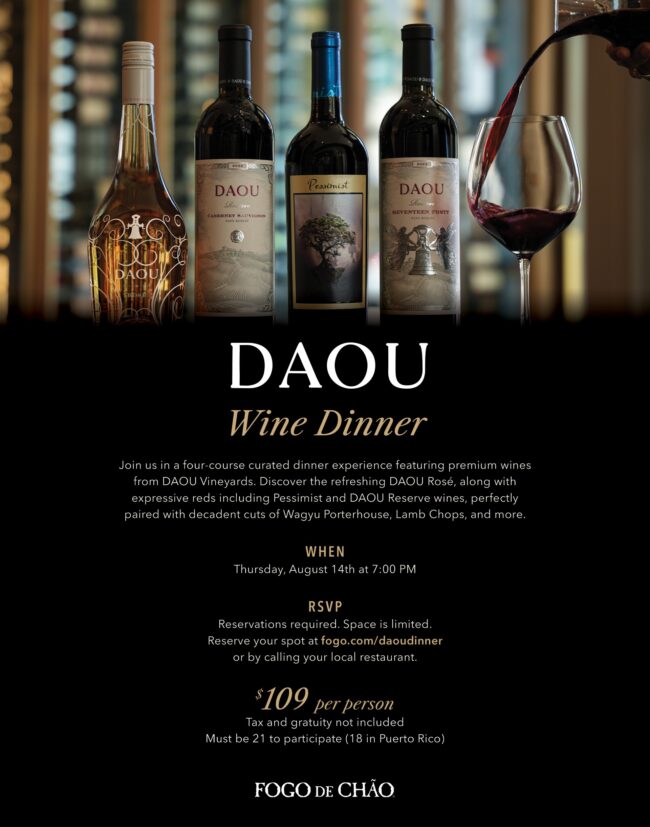 Fogo de Chao Daou wine dinner on August 14th