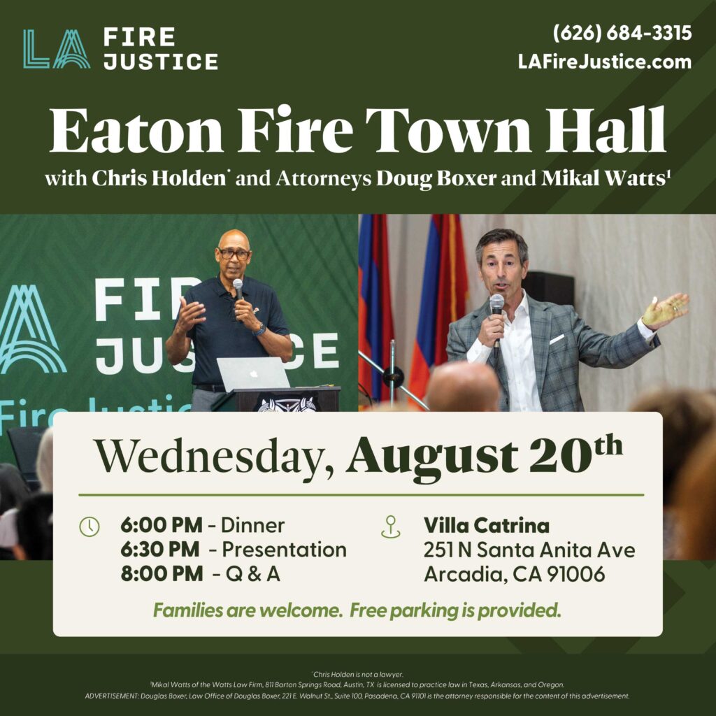 LA Fire Justice town hall for Eaton Canyon Fire Victim 