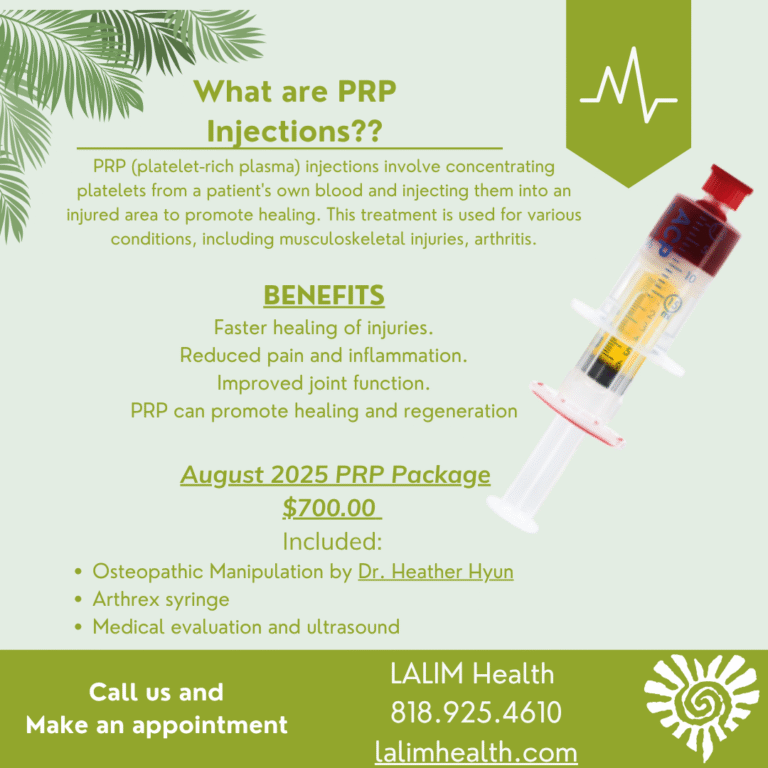 LALIM health PRP injections flyer