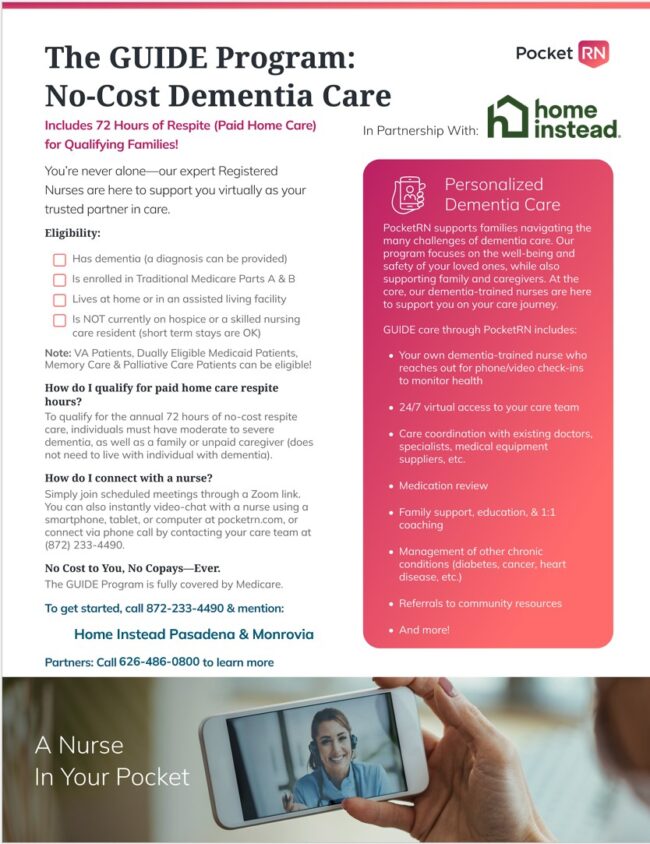 pocket RN caring for someone with dementia info sheet