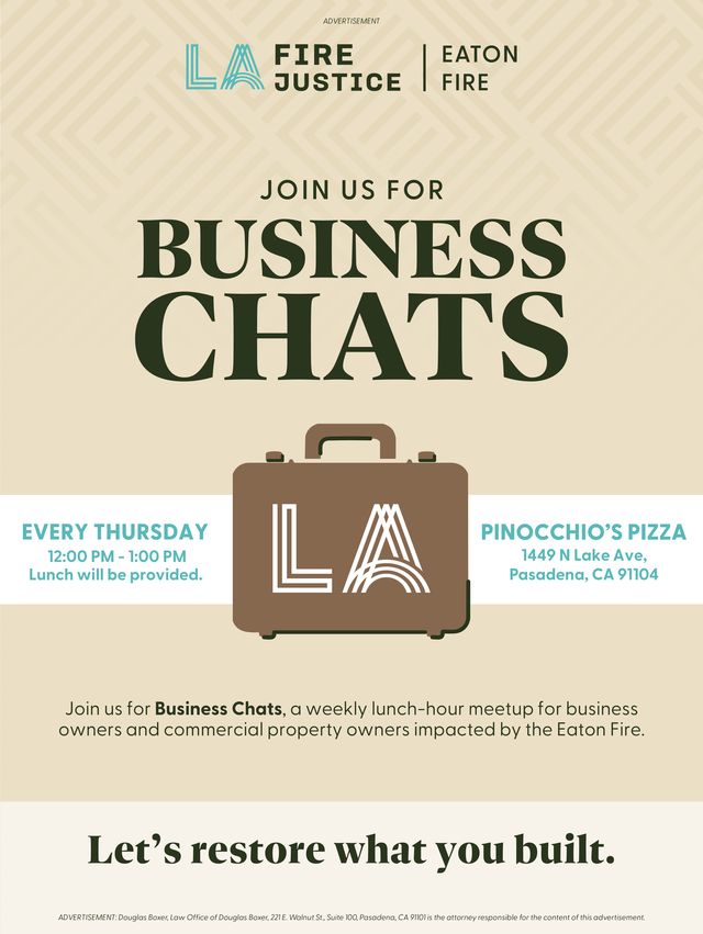 LA Fire Justice business chats flyer 