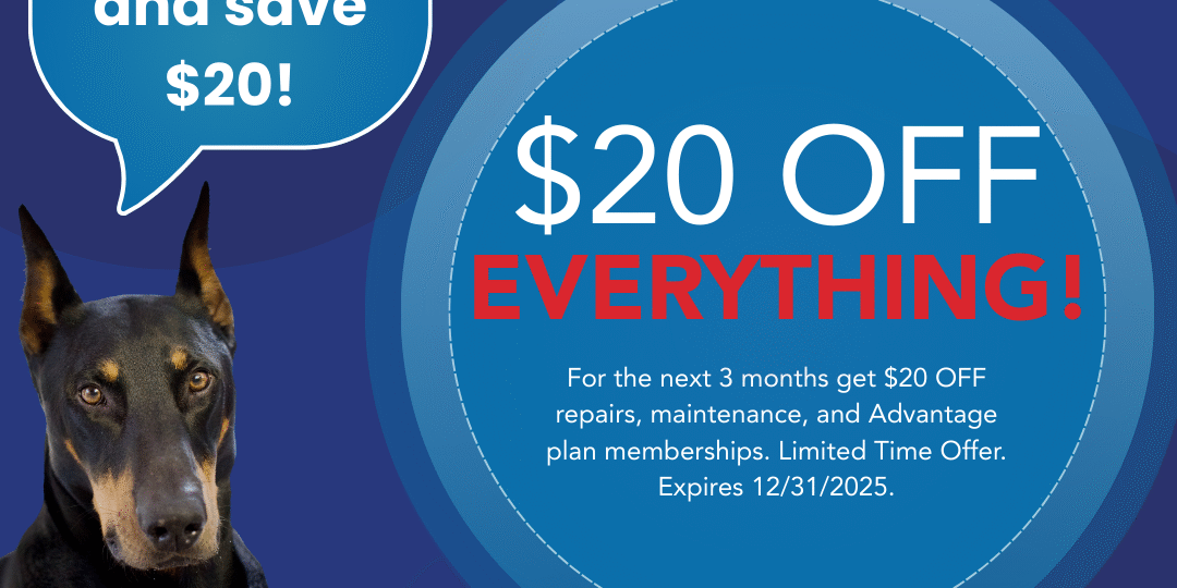 $20 off everything sale from AireServ of Pasadena