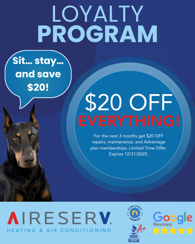 $20 off everything sale from AireServ of Pasadena