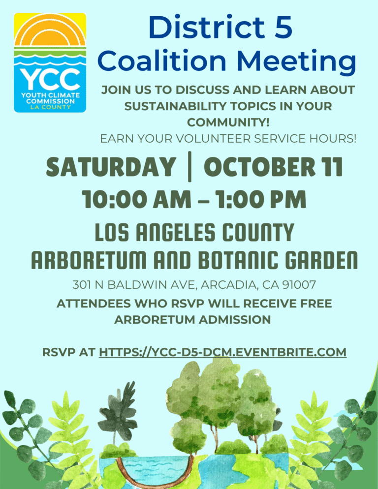 YCC coalition meeting for October 11th at the Arboretum meeting