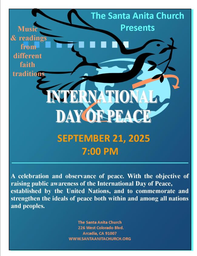 International Day of Peace with Santa Anita Church flyer