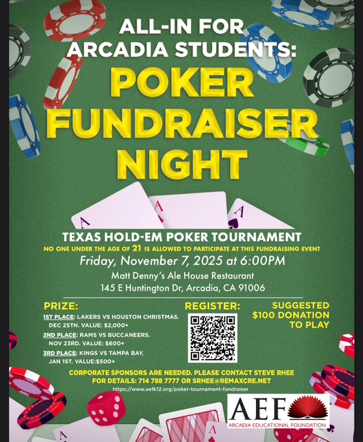 poker night fundraiser flyer for AEF at Matt Denny's on November 7