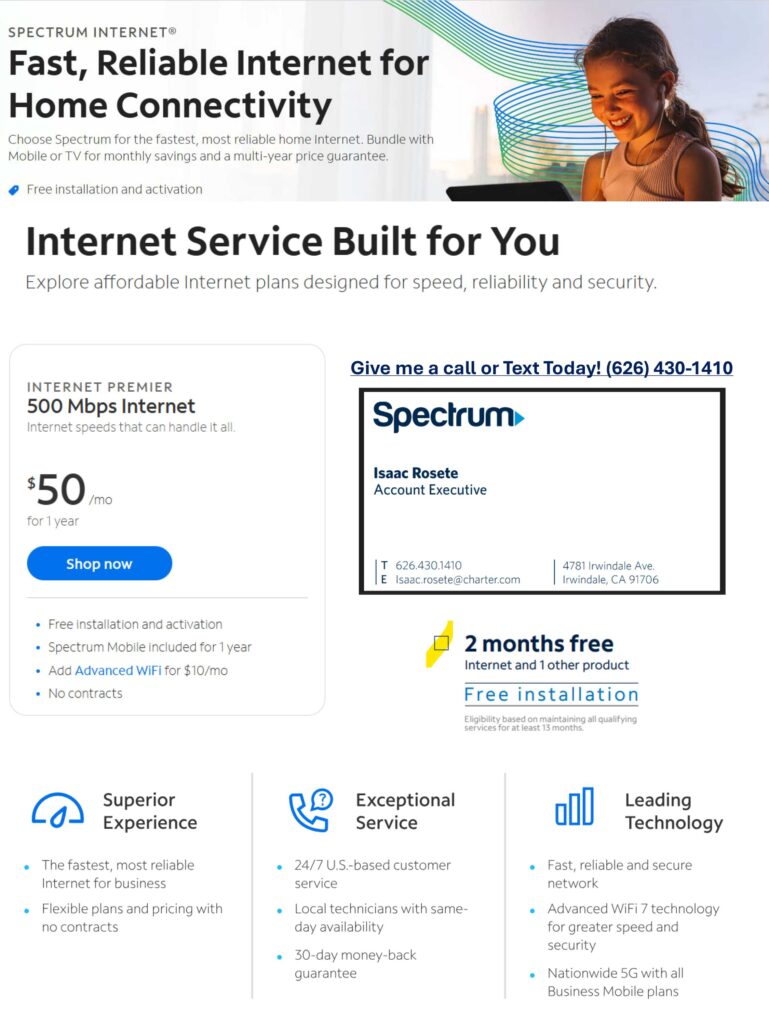 internet service built for you by Spectrum Reach 