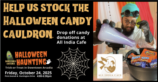 Downtown Arcadia Halloween Haunting candy donation request