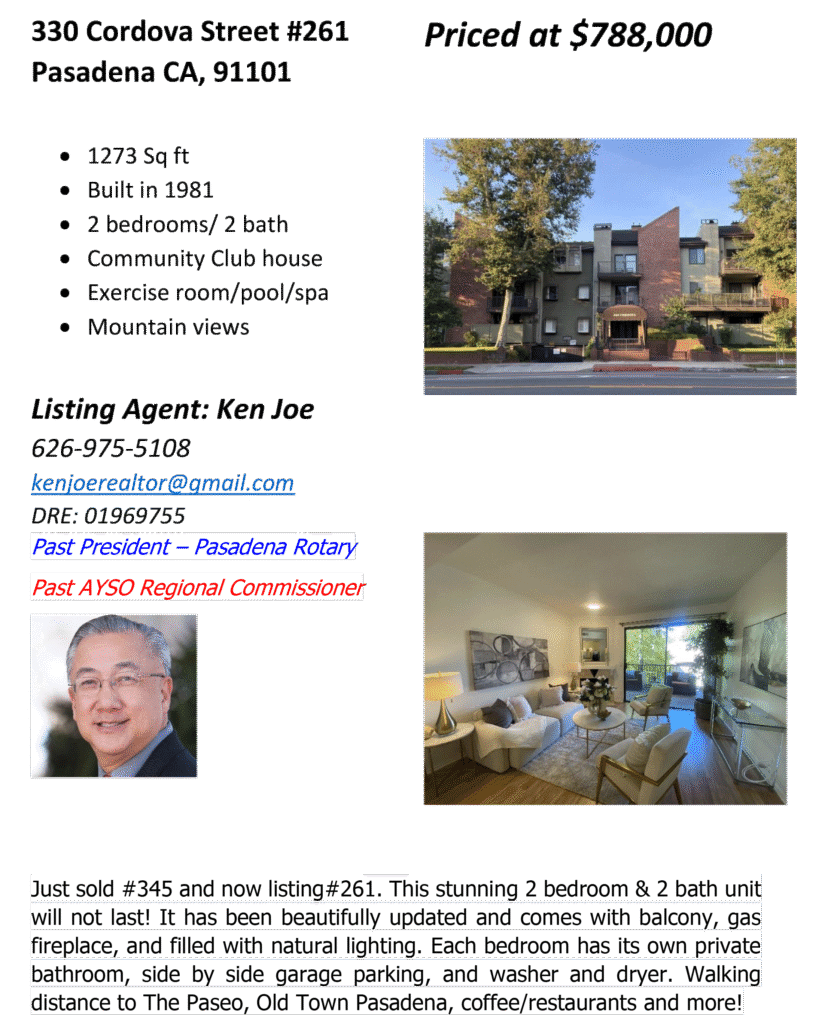 condo sale flyer from listing agent Ken Joe