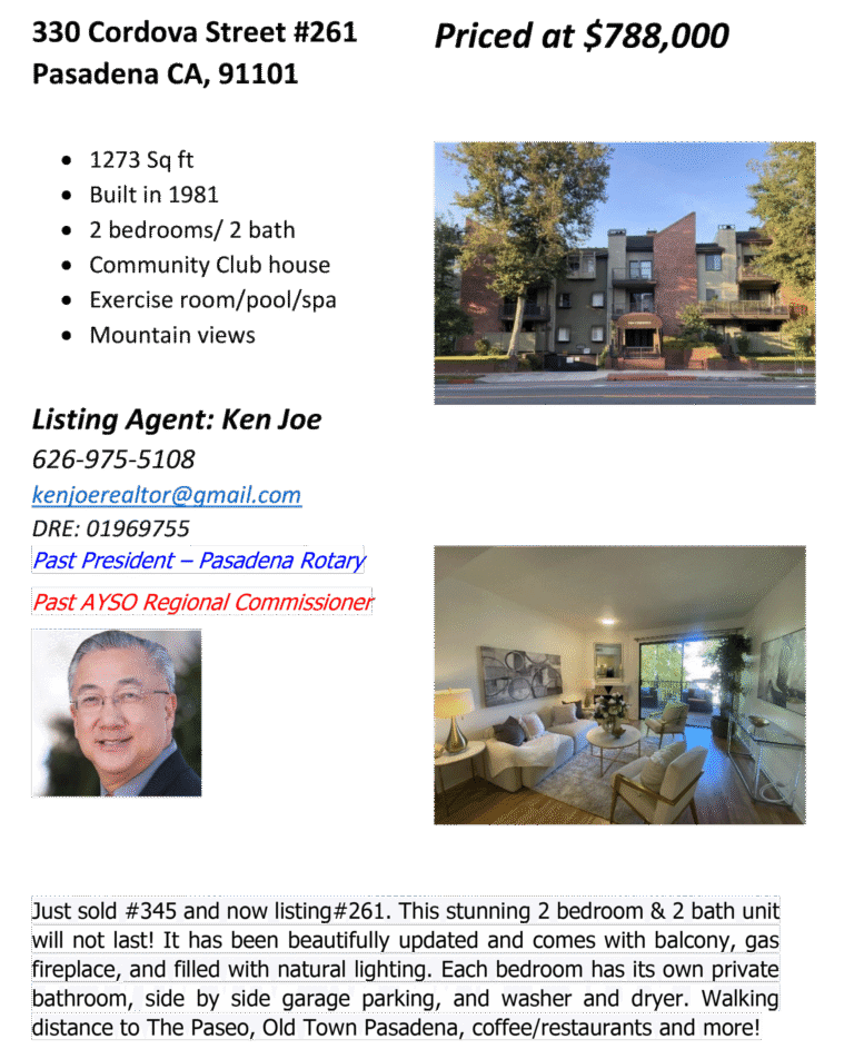 condo sale flyer from listing agent Ken Joe
