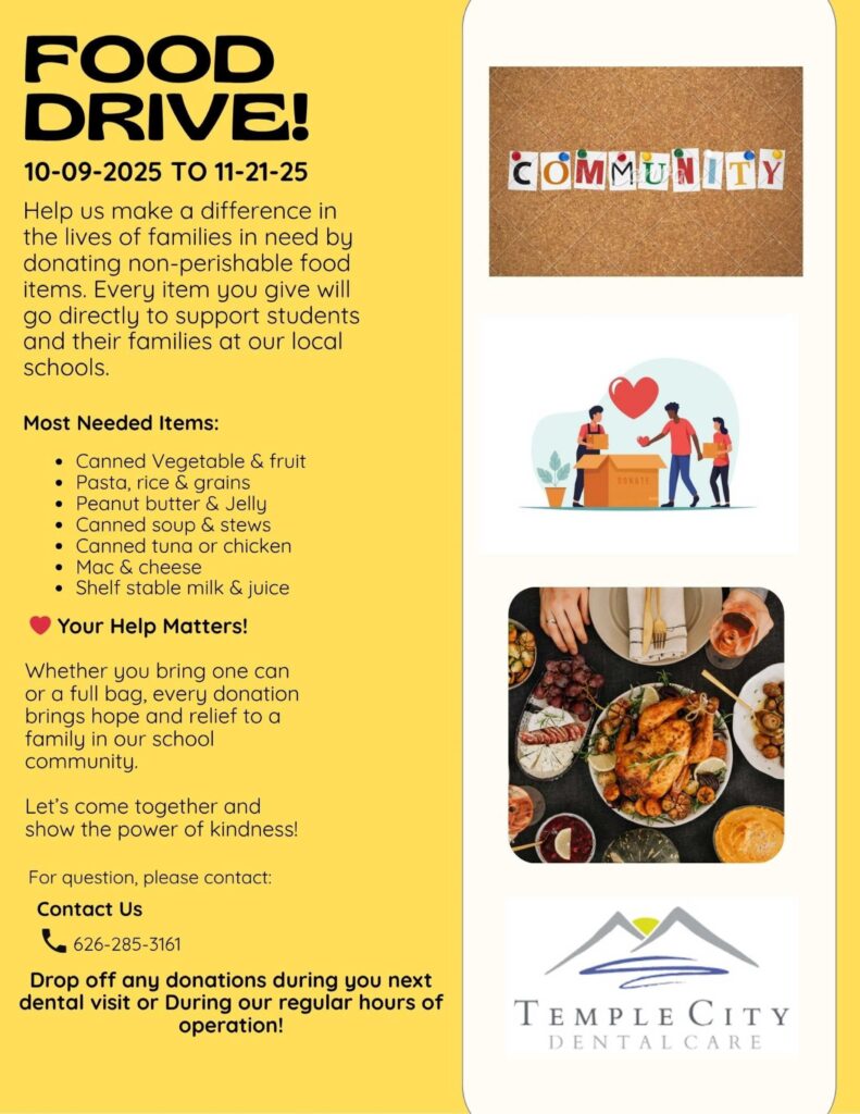 Temple City Dental Care food drive for November 