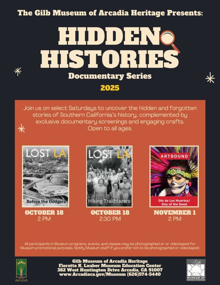 hidden histories documentary series flyer from the Gilb Museum of Arcadia Heritage