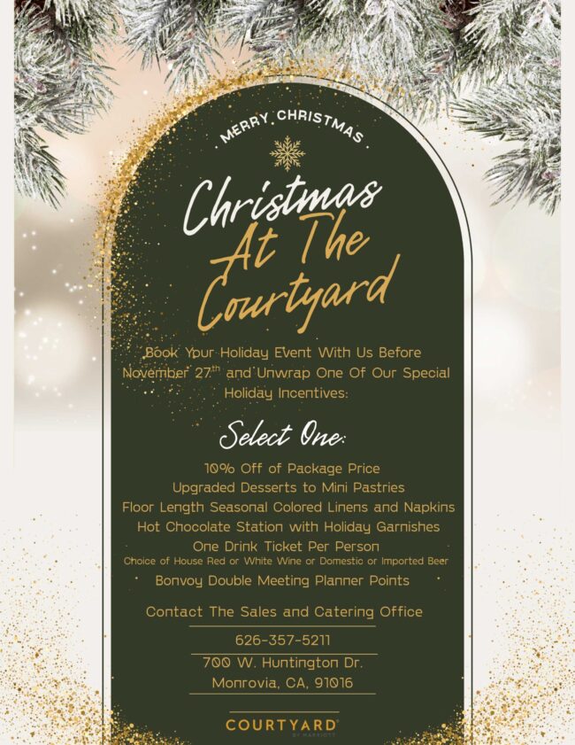 christmas at the Courtyard event booking information flyer