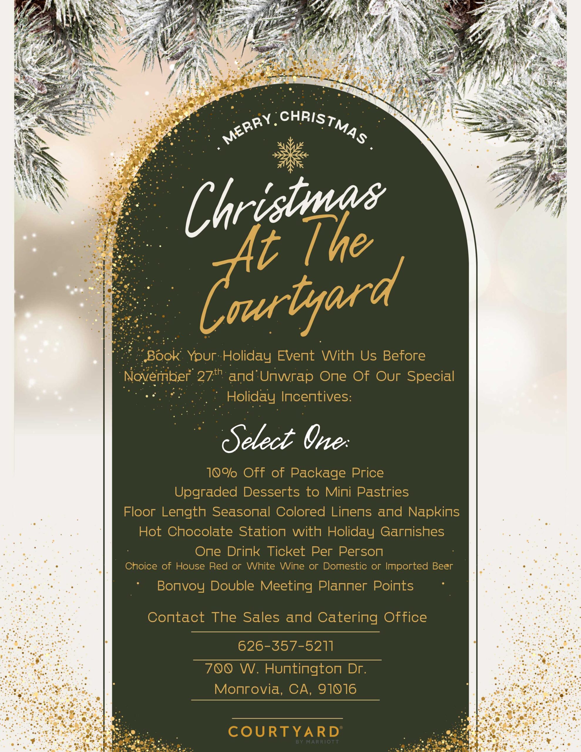 christmas at the Courtyard event booking information flyer 