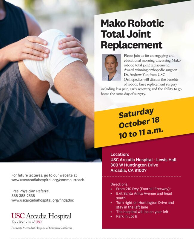 joint replacement surgeon lecture from USC Arcadia Hospital