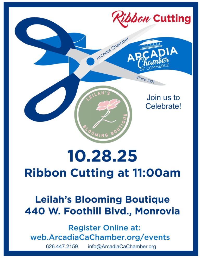 ribbon cutting flyer for Leilah's Blooming Boutique