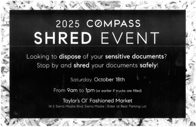 compass shred event for 2025 flyer