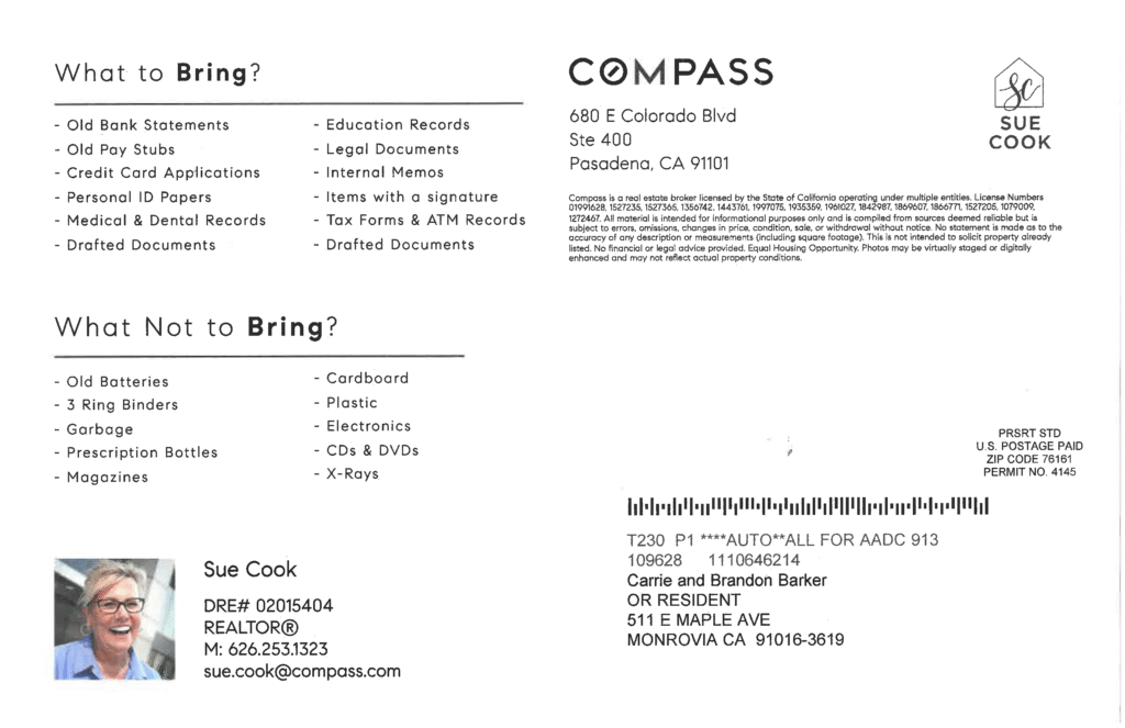 Compass shred event for 2025 information sheet 
