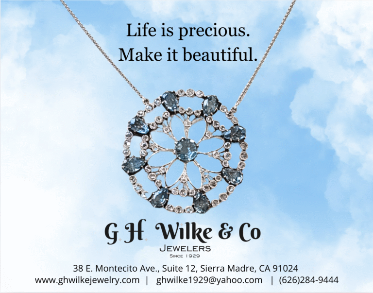 GH Wilke make it beautiful flyer showing a round pendant on a necklace against a blue sky