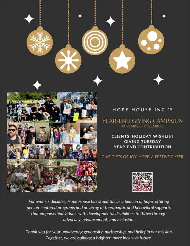 holiday fundraising campaign flyer from Hope House