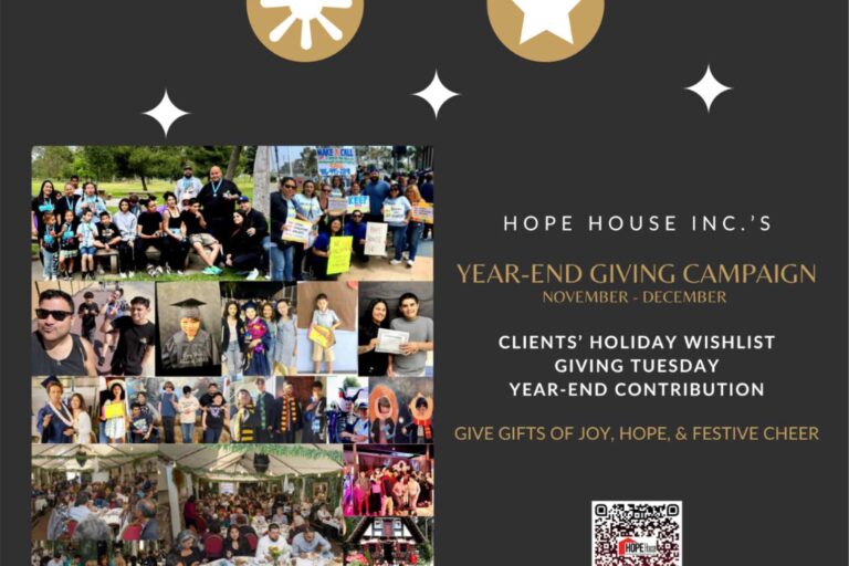holiday fundraising campaign flyer from Hope House