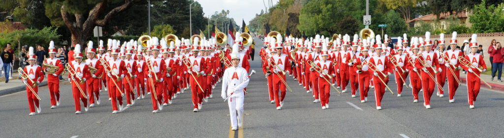 a banner of the Arcadia High marching band