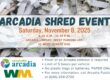 Arcadia Shred Event for November 8