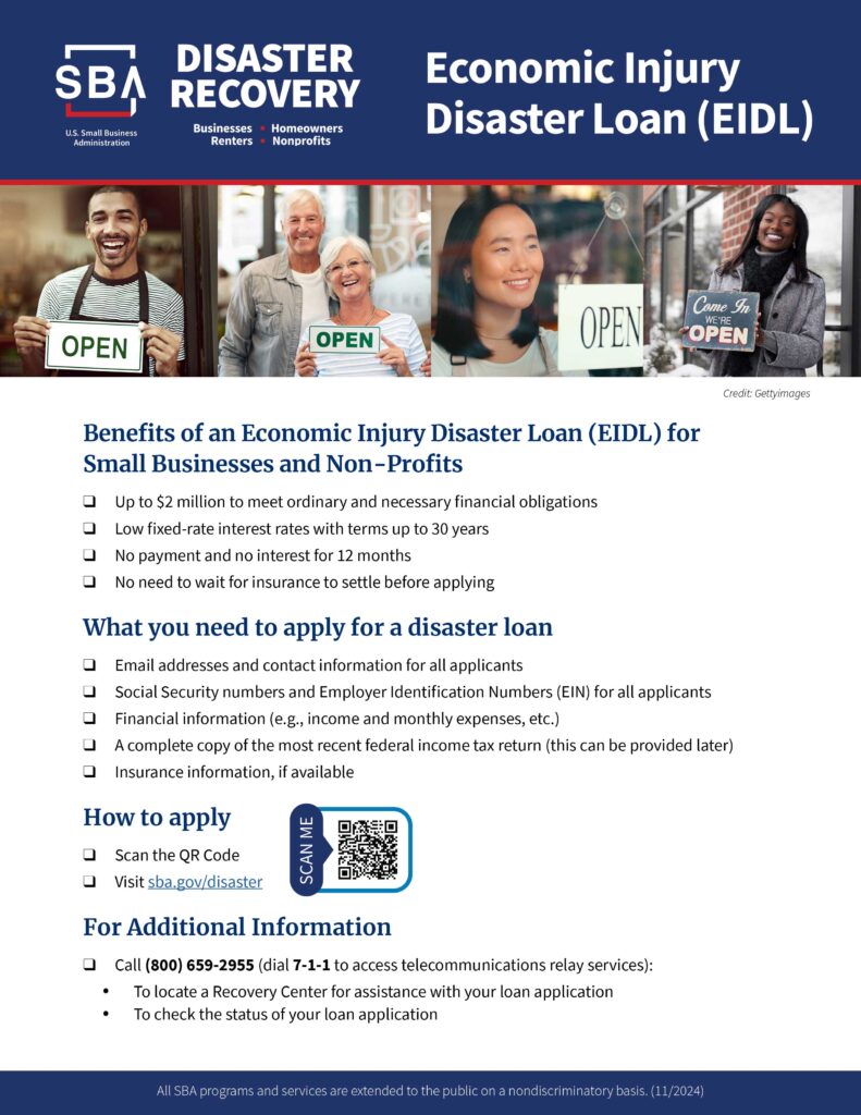 fact sheet for SBA disaster recovery deadline in English
