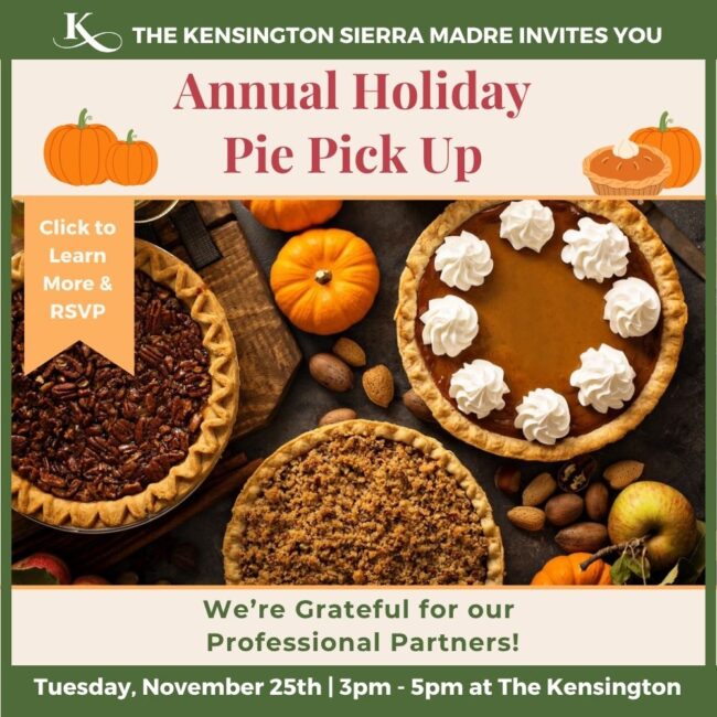 The Kensington pie pick up for the holidays flyer featuring different types of opie
