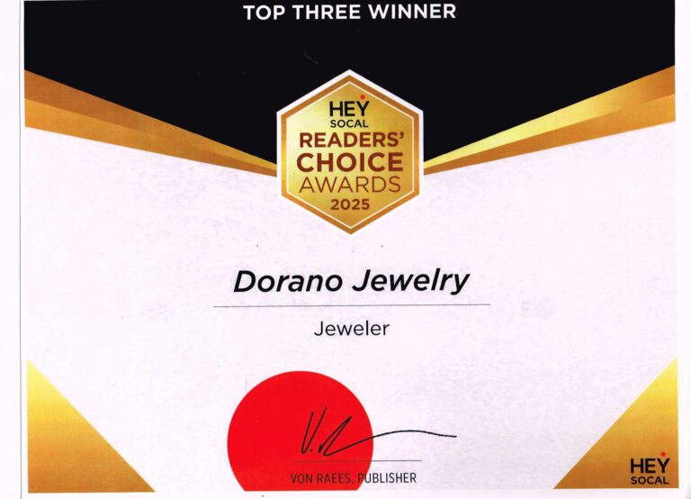 Dorano Jewelry top 3 winner in Readers Choice Awards 2025