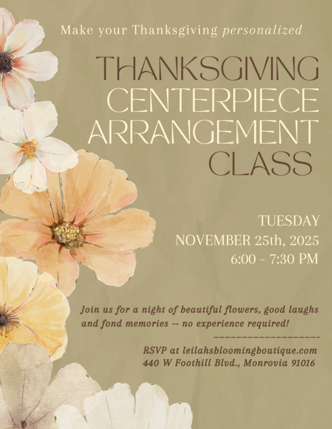 Leilah's Blooming Boutique Thanksgiving Centerpiece Arrangement Class