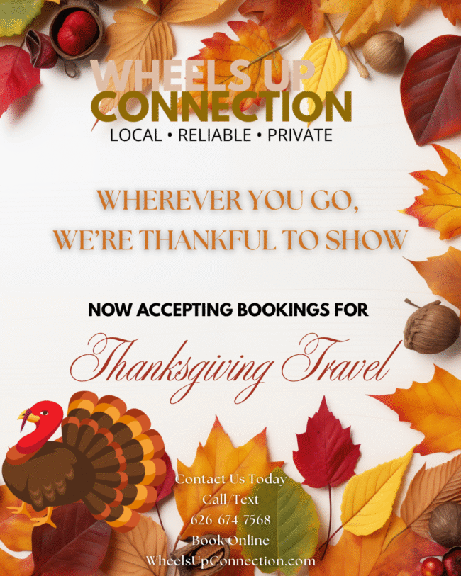 Thanksgiving travel flyer from Wheels Up Connection