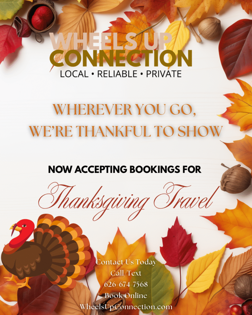 Thanksgiving travel flyer from Wheels Up Connection 