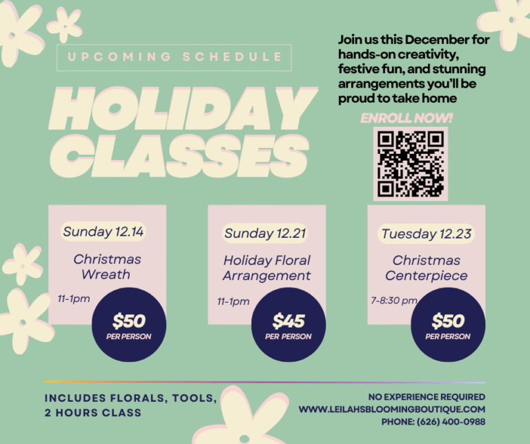 holiday classes at Leilah's Blooming Boutique