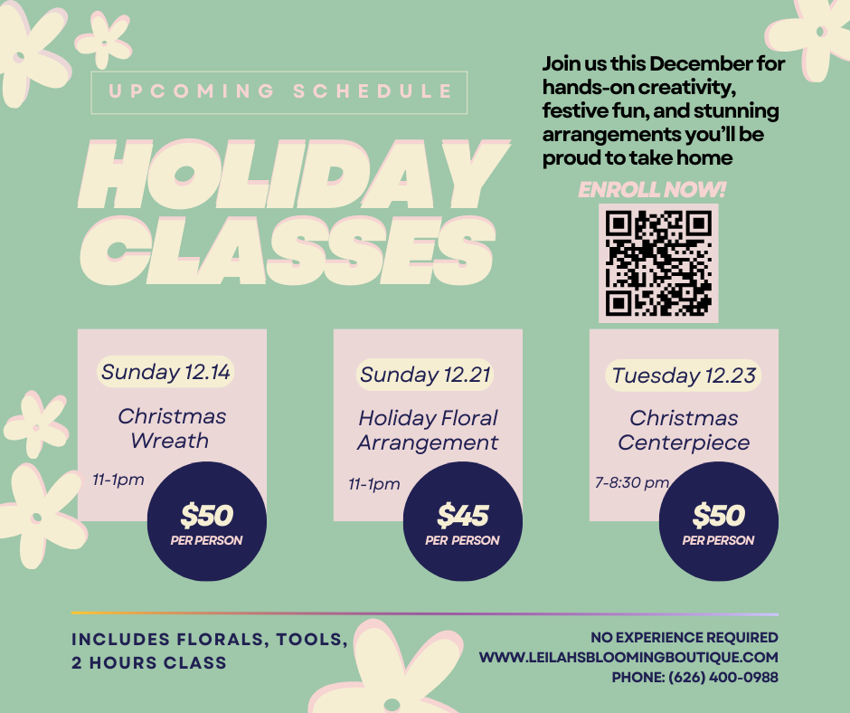 holiday classes at Leilah's Blooming Boutique 
