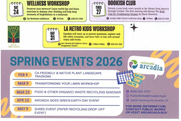 upcoming events for the City of Arcadia