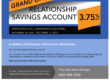 grand opening relationship savings account information flyer from Mission Valley Bank